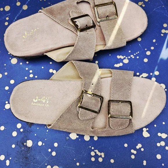 J-41 Adventure On Beige Double Buckle Sandals Women Size 7 - Picture 3 of 16